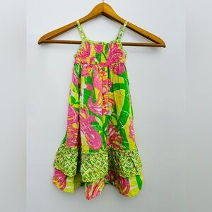 Lilly Pulitzer Target Toddler Girls Sundress Pink Green Tropical Floral Smocked
